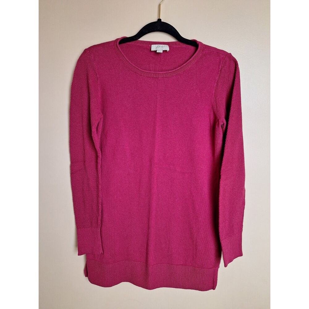Loft Womans Berry Wine Pullover Light Weight  Crew Neck Tunic Sweater